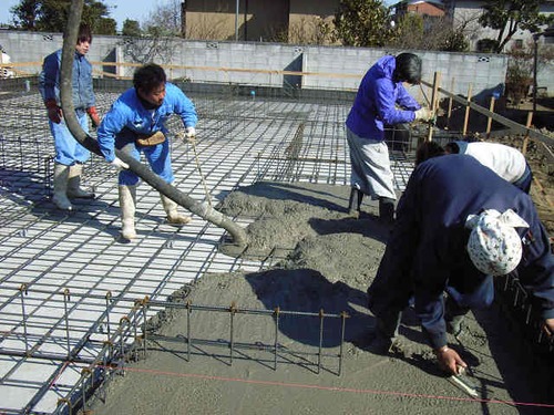 S邸耐圧版コンクリート打ち その2